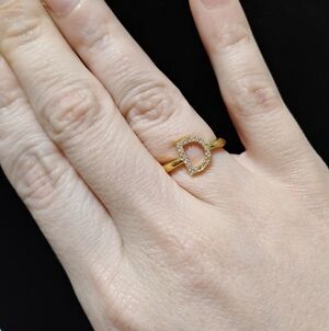 .925 Silver "D" Ring - Gold Plated, Size 5.5 / 16.1mm